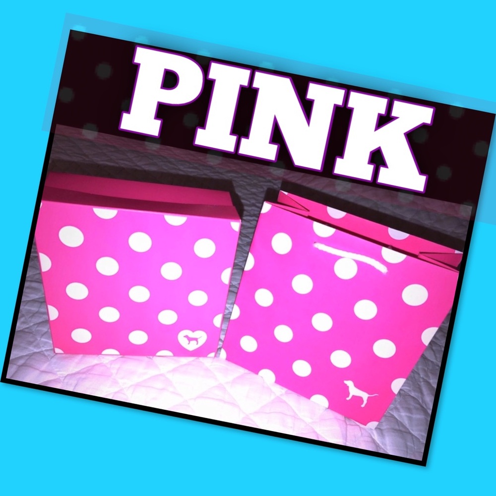 💕New Vs Pink polka dot box & pink polka dot bag💕